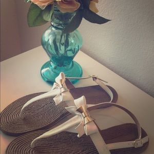 White and Gold Bow Sandal